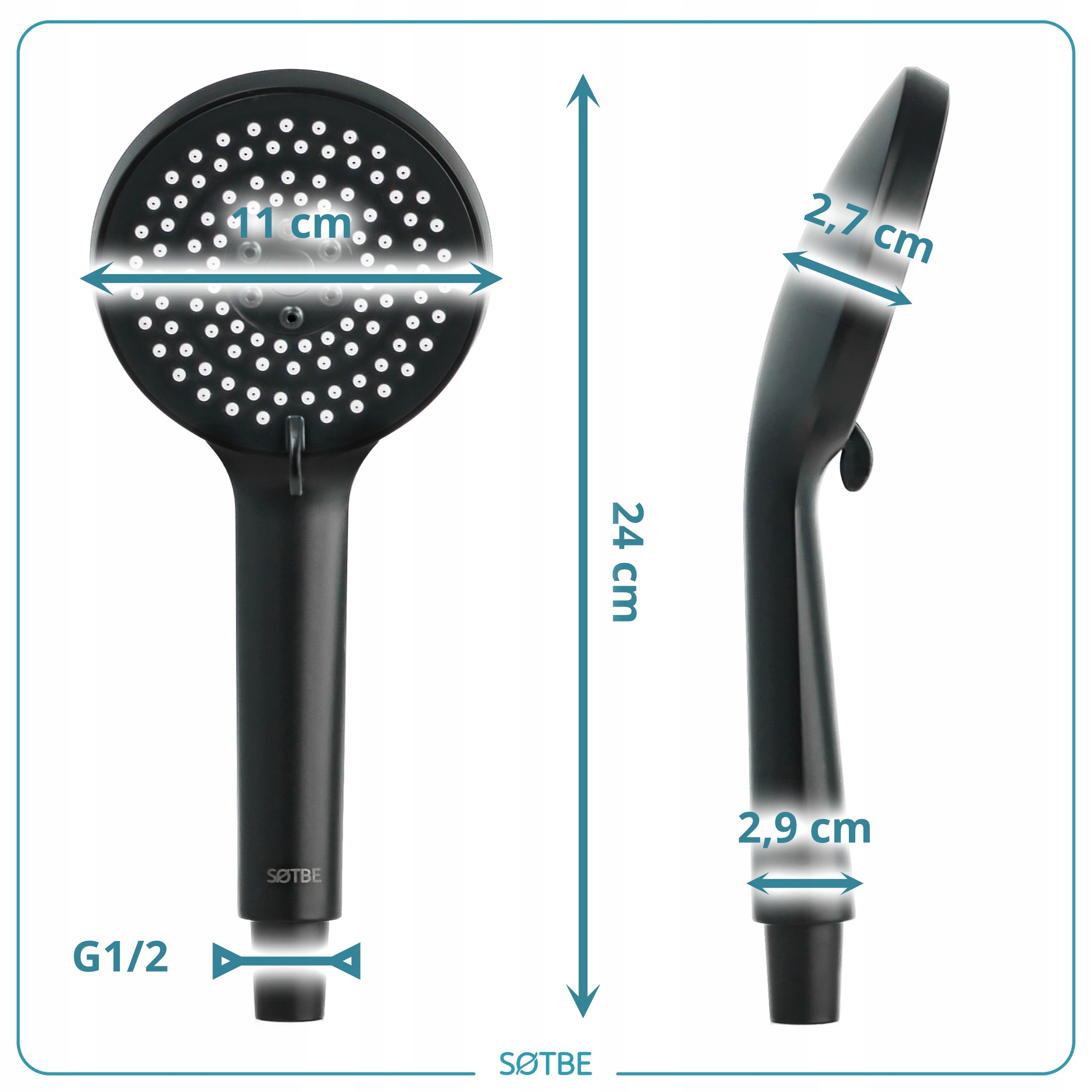 Słuchawka do prysznica 5 funkcji napowietrzona 6L/min ECO OSZCZĘDNA SOTBE Kod producenta LARK-B-SOHE-19-3248288