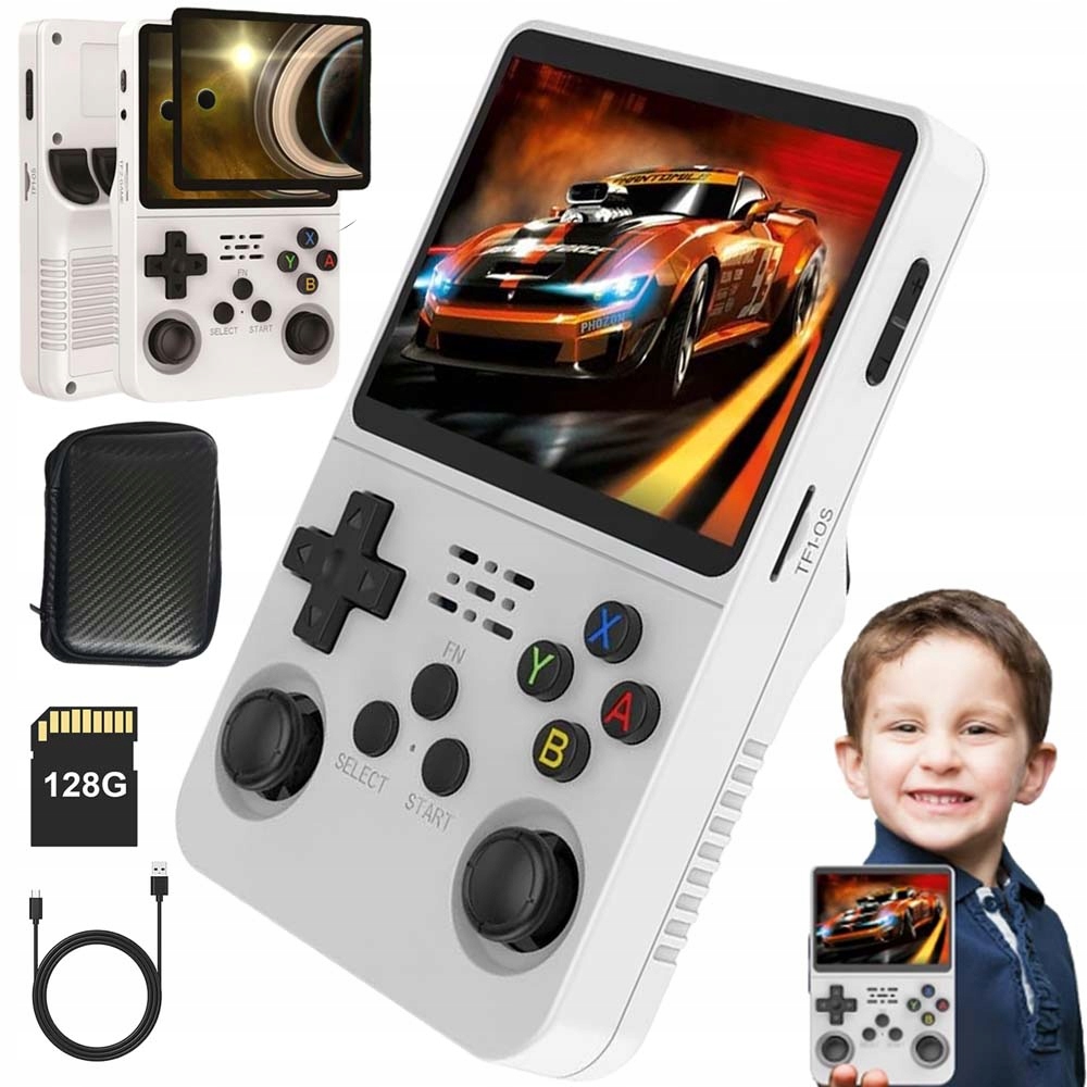 R36S Konsola Do Gier Retro Przenośna 20000 Gry 128GB Full Hd Ips