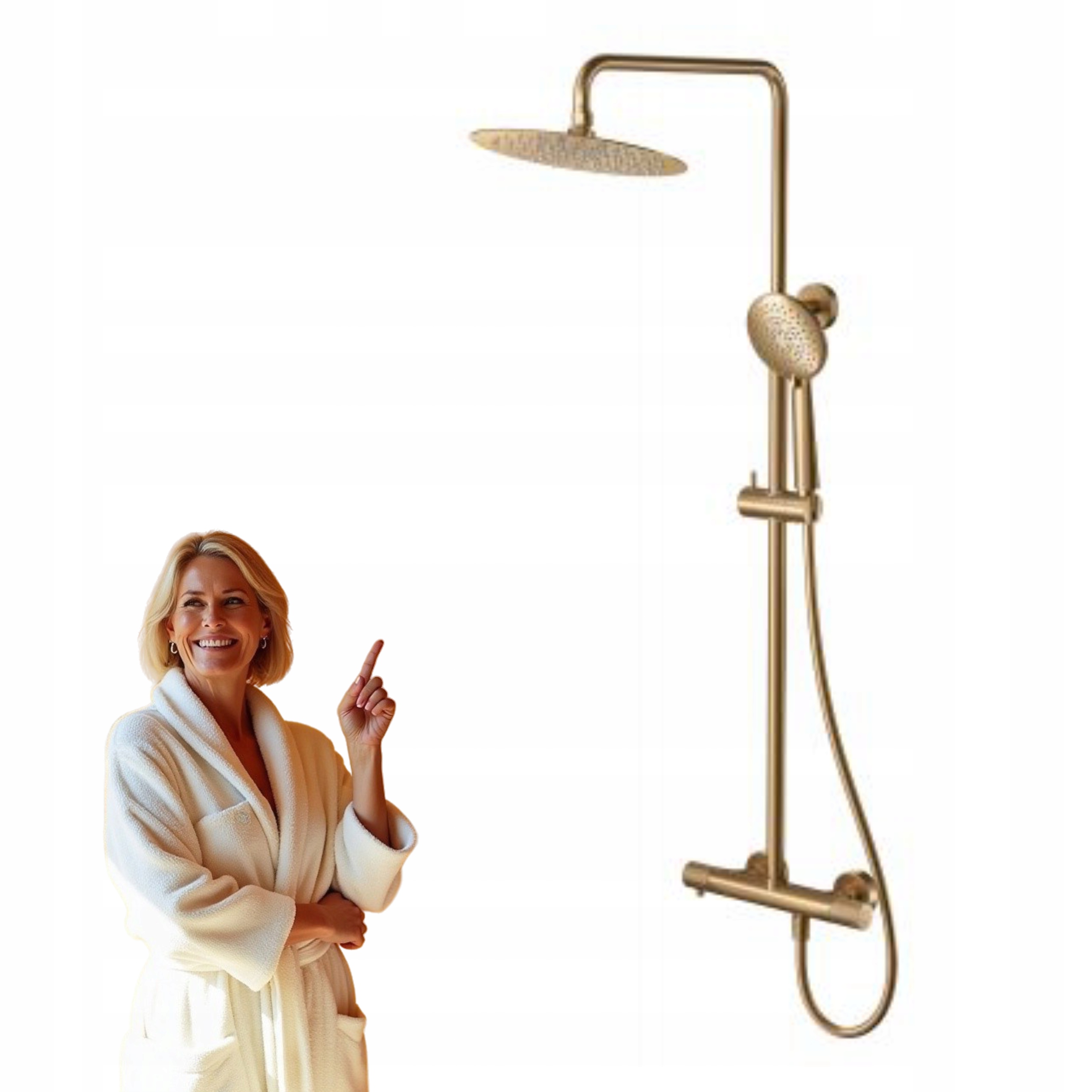 Zen striekacia kolóna s termostatom Cersanit kefovaná meď