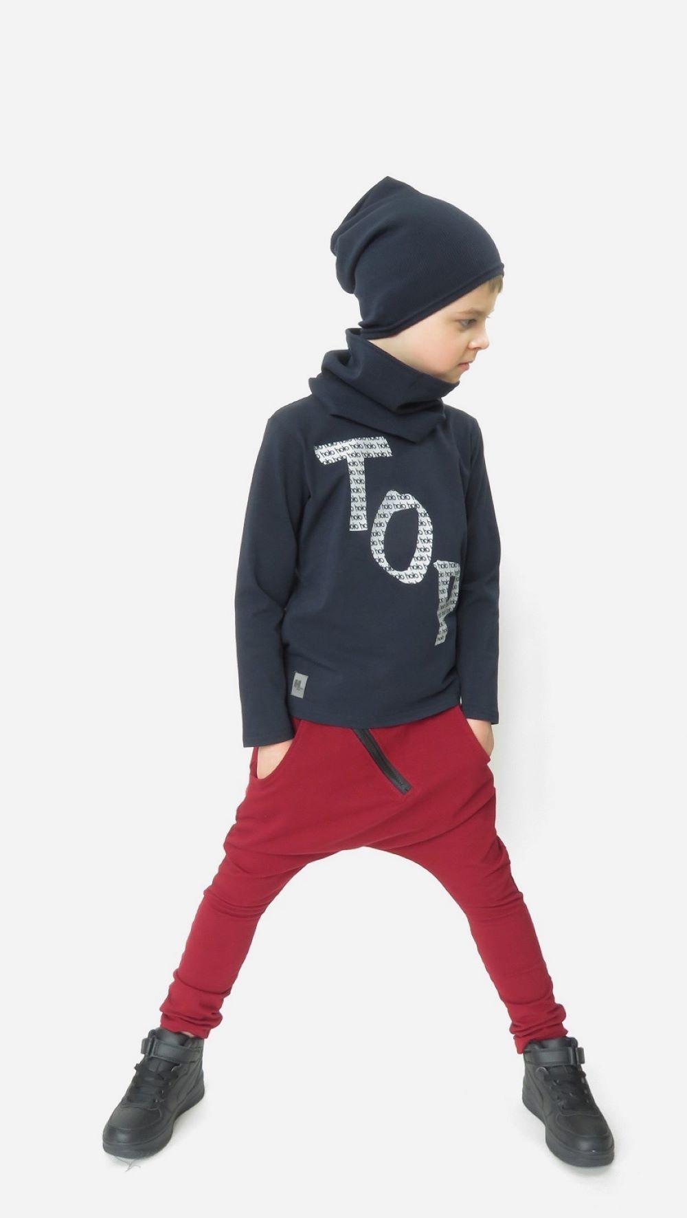 Bordowe spodnie baggy Caramba Mamma 140 Kolor czerwony