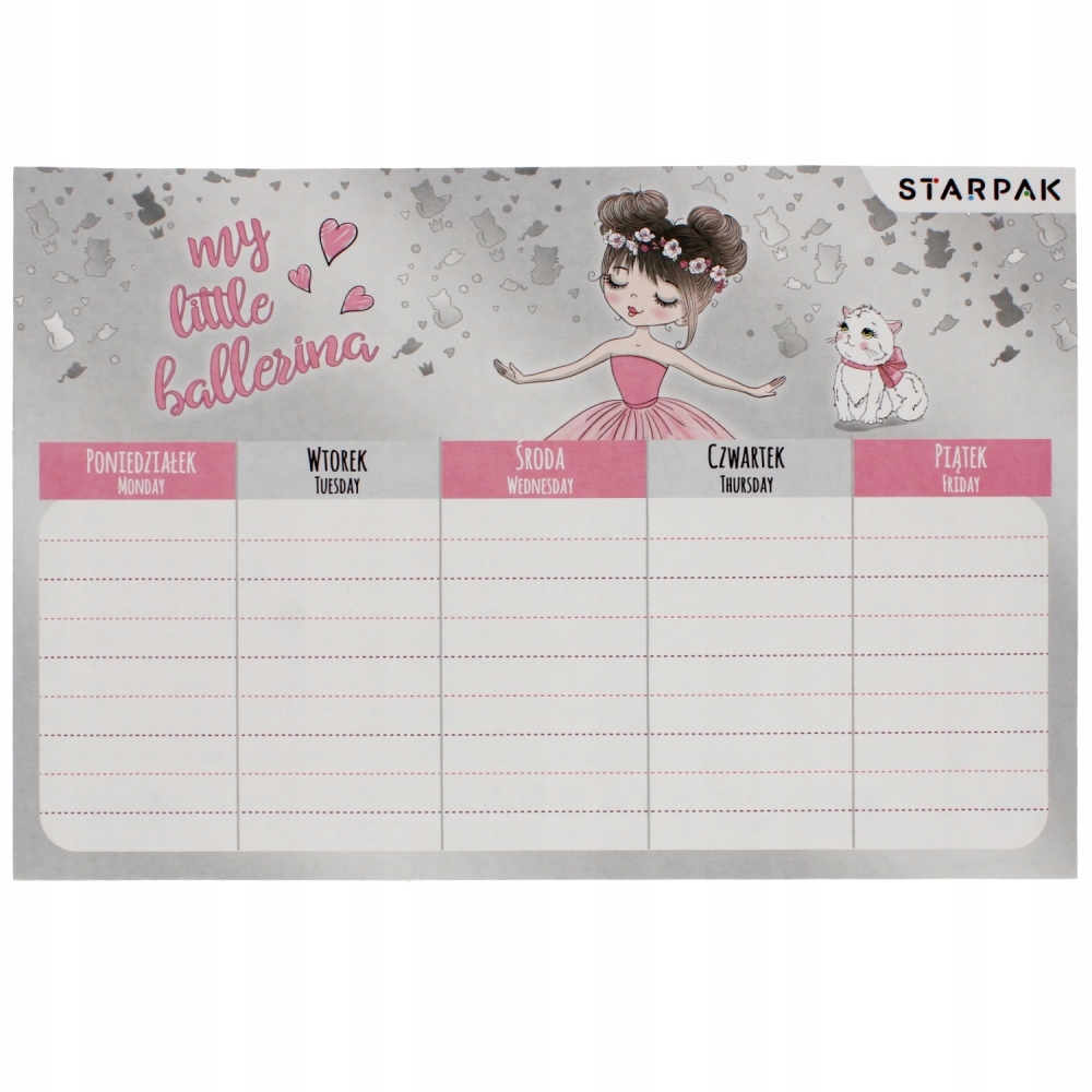 PLAN LEKCJI z tabliczką mnożenia BALERINA Kod producenta 2171