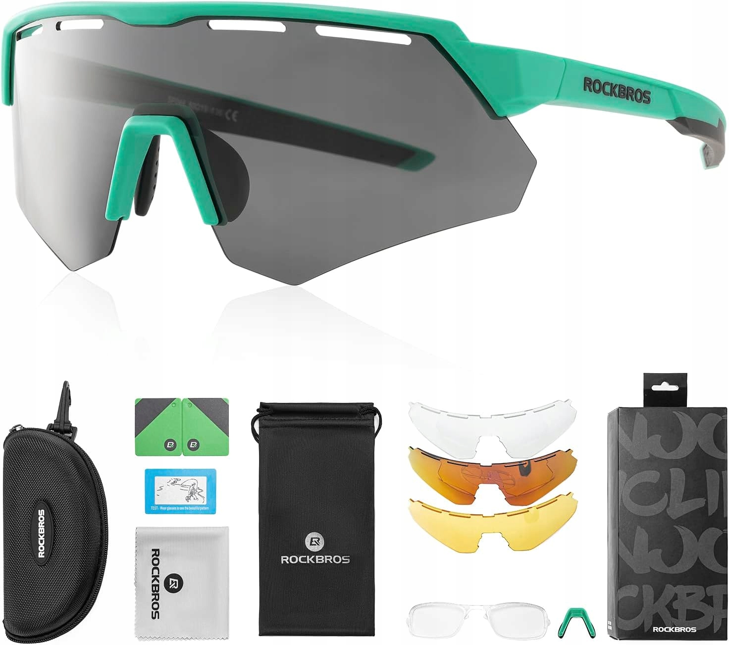 Okulary sportowe rowerowe Rockbros z polaryzacją wymienne szkła 3 szt.