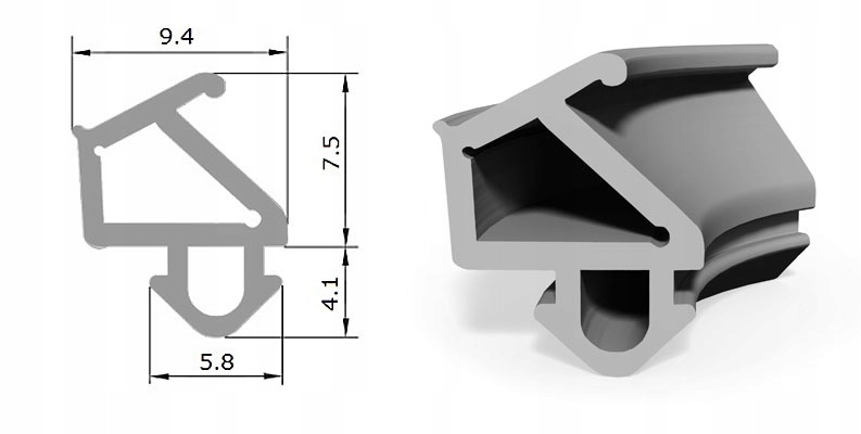 Uszczelka okienna uszczelki do okien okien PCV VEKA SZARA POPIEL KOMPLET 2m Kod producenta kv-5 popiel i kv-7 popiel