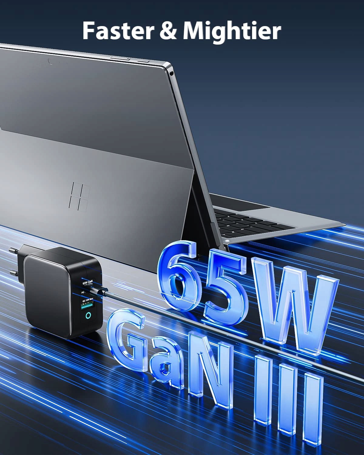 USB C ŁADOWARKA 65W Z KABLEM DO SURFACE PRO GO LAPTOP BOOK — miniatura 4