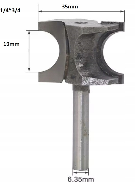 Frez Półokrągły Wypukły do drewna 6,35mm x 35mm