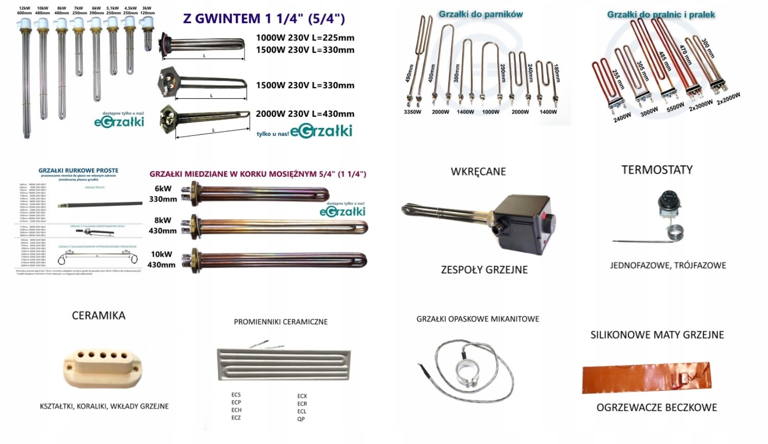 Grzałka nierdzewna do wody 7,5kW 6/4" 470mm Kod producenta 803.27