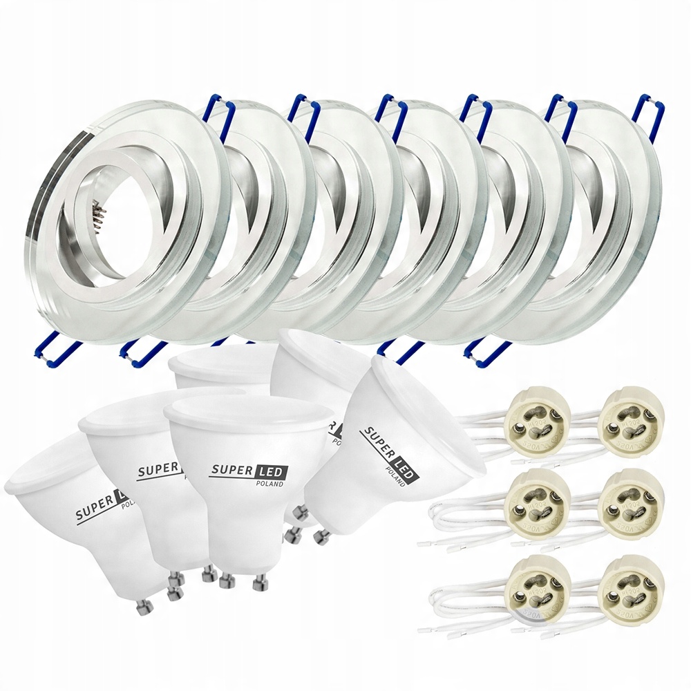 

6x oprawa halogenowa Szklana Ruchoma Led GU10 5W