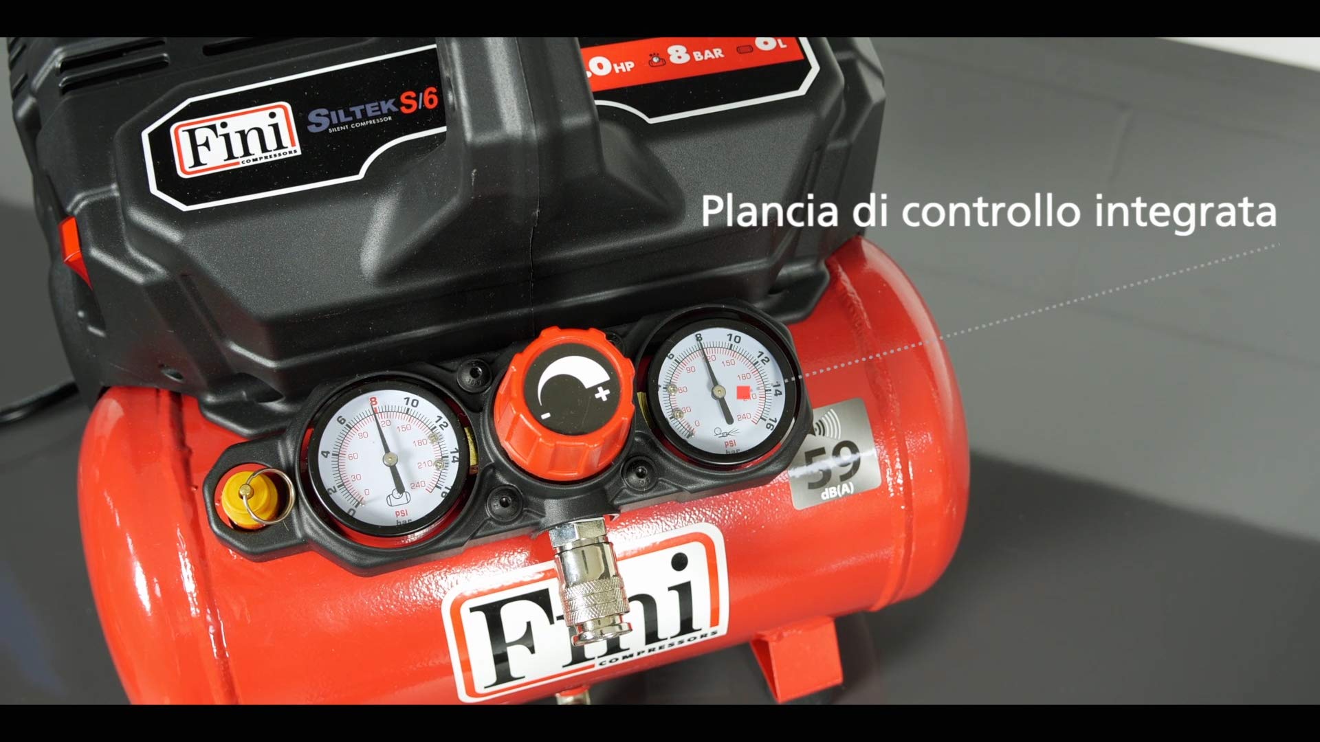 Kompresor bezolejowy Fini Siltek S/6 6 l 8 bar Ciśnienie maksymalne 8 bar