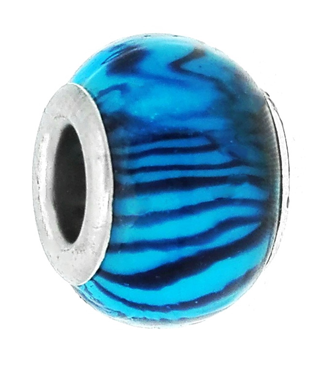 

Zawieszka beads - błękitna w czarne paski