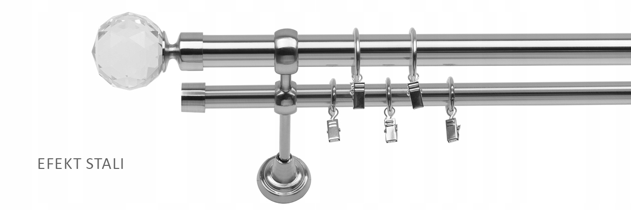 KARNISZ PODWÓJNY 300 CM 25+19 MM CICHE KÓŁKA 3 KOLORY WYBÓR ZAKOŃCZEŃ RENA Rodzaj karnisza podwójny