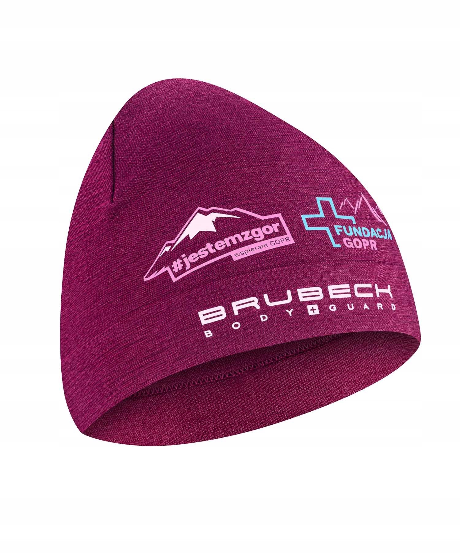 Czapka Merino #jestemzgor #wspieramgopr Brubeck śliwkowy L/XL