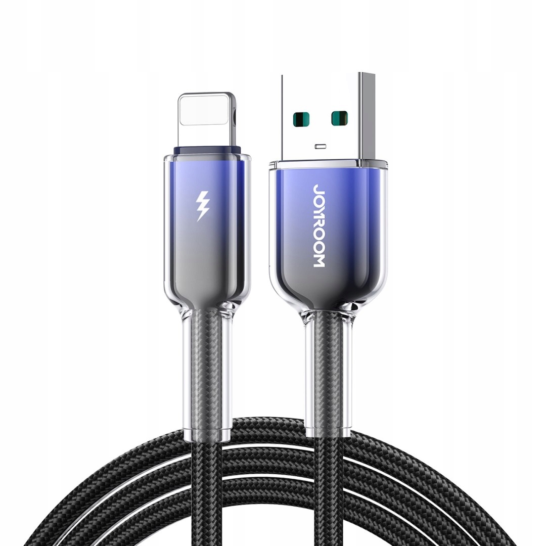 Kabel przewód Crystal-Clear Series 3A Usb-a iPhone Lightning 1.2m czarn