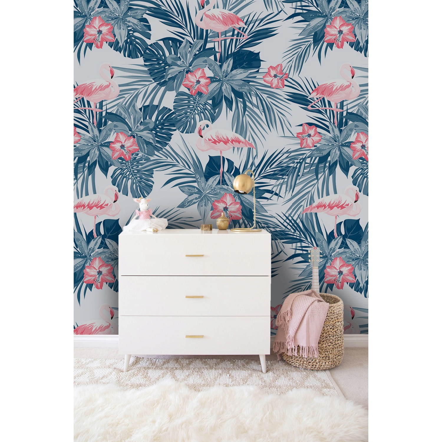 

Fototapeta Indygo tropikalne flamingi 360x250 cm
