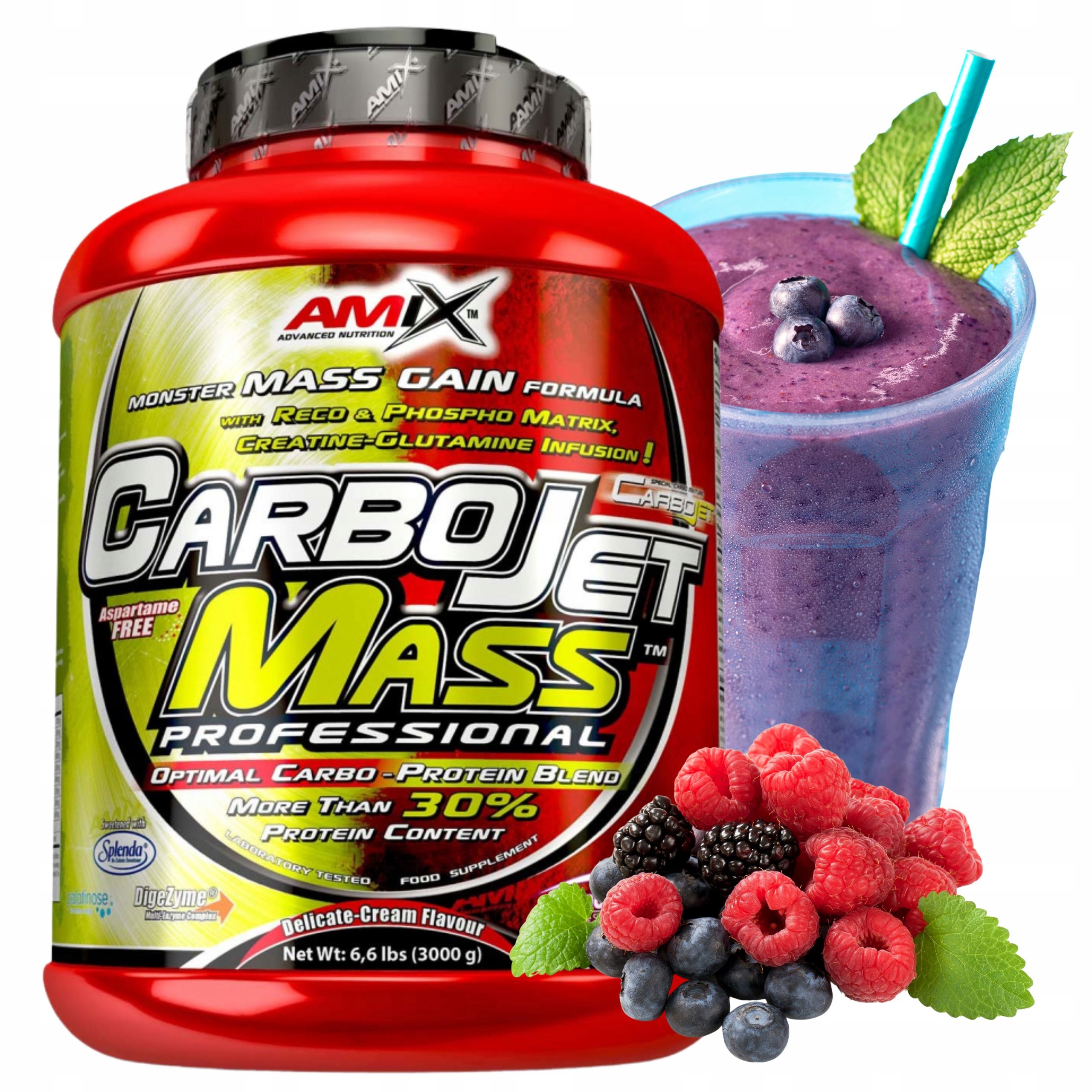 Mass Gainer 3000g Doplněk Stravy na Svaly Bílkoviny Wpc Komplexní sacharidy Vitargo