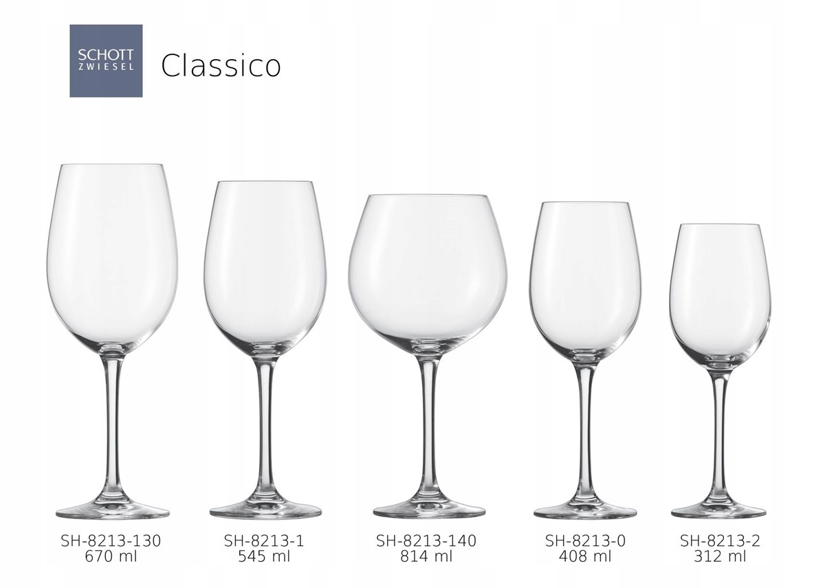 Schott Zwiesel Kieliszek Classico 814 ml. Cristal Informacje dodatkowe możliwość mycia w zmywarce