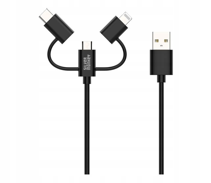 

Kabel Silver Monkey 3w1 Usb-c, Micro Usb, Lighting