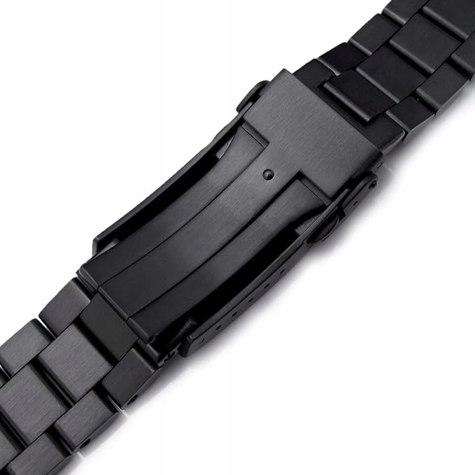 Náramek na hodinky 22 mm DLC černý kovový MiLTAT s jednoduchým zakončením