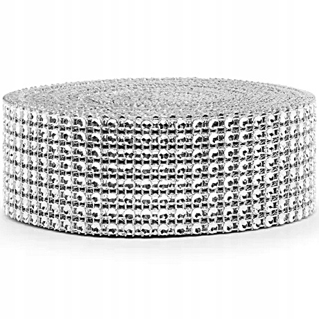 TAŚMA DIAMENTOWA SREBRNA CYRKONIE DŻETY 9 m x 4 cm