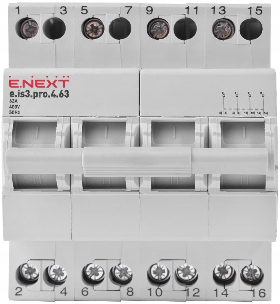 Hager Netz-Aggregat Schalter 4P 63A SF463 - Modularschalter