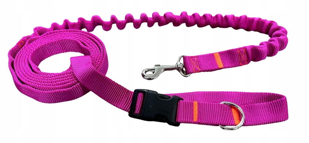 Vodítko pro psa s tlumičem 280 cm Fuksja Regulovatelná sportovní