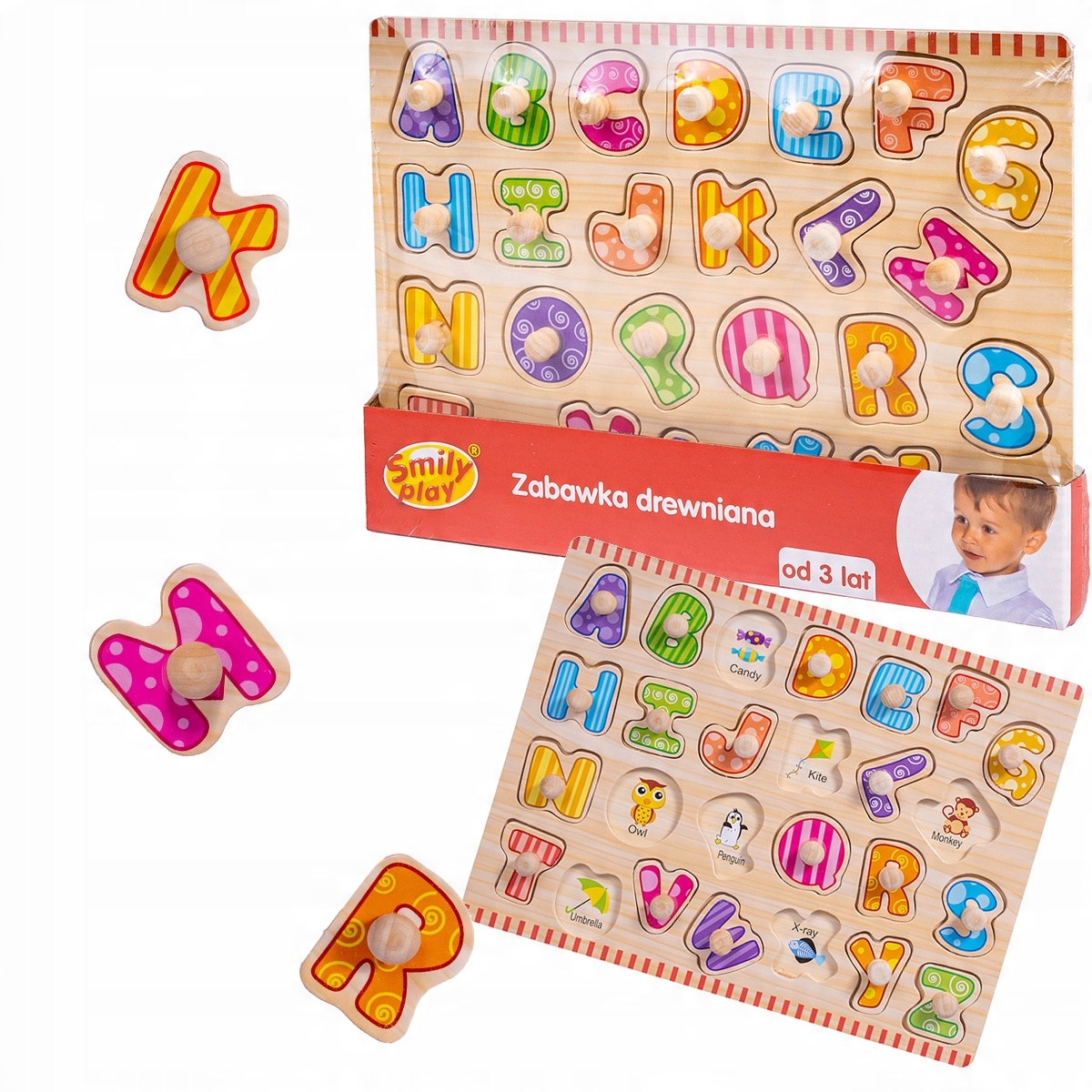 

Układanka Drewniana Puzzle Z Uchwytami Literki 2+