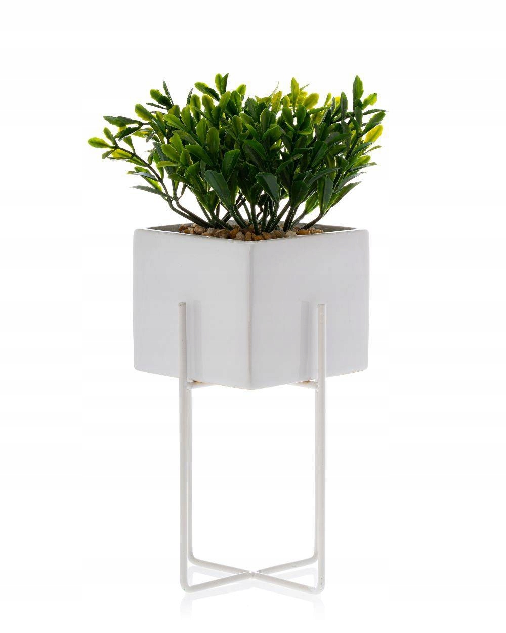 

Ceramiczna biała doniczka z kwietnikiem białym