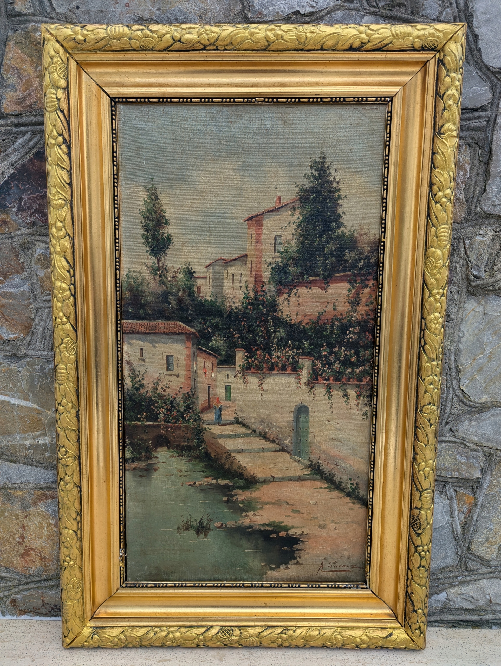 Sevilla Sygn. Piękny Obraz Złota Rama Artviking