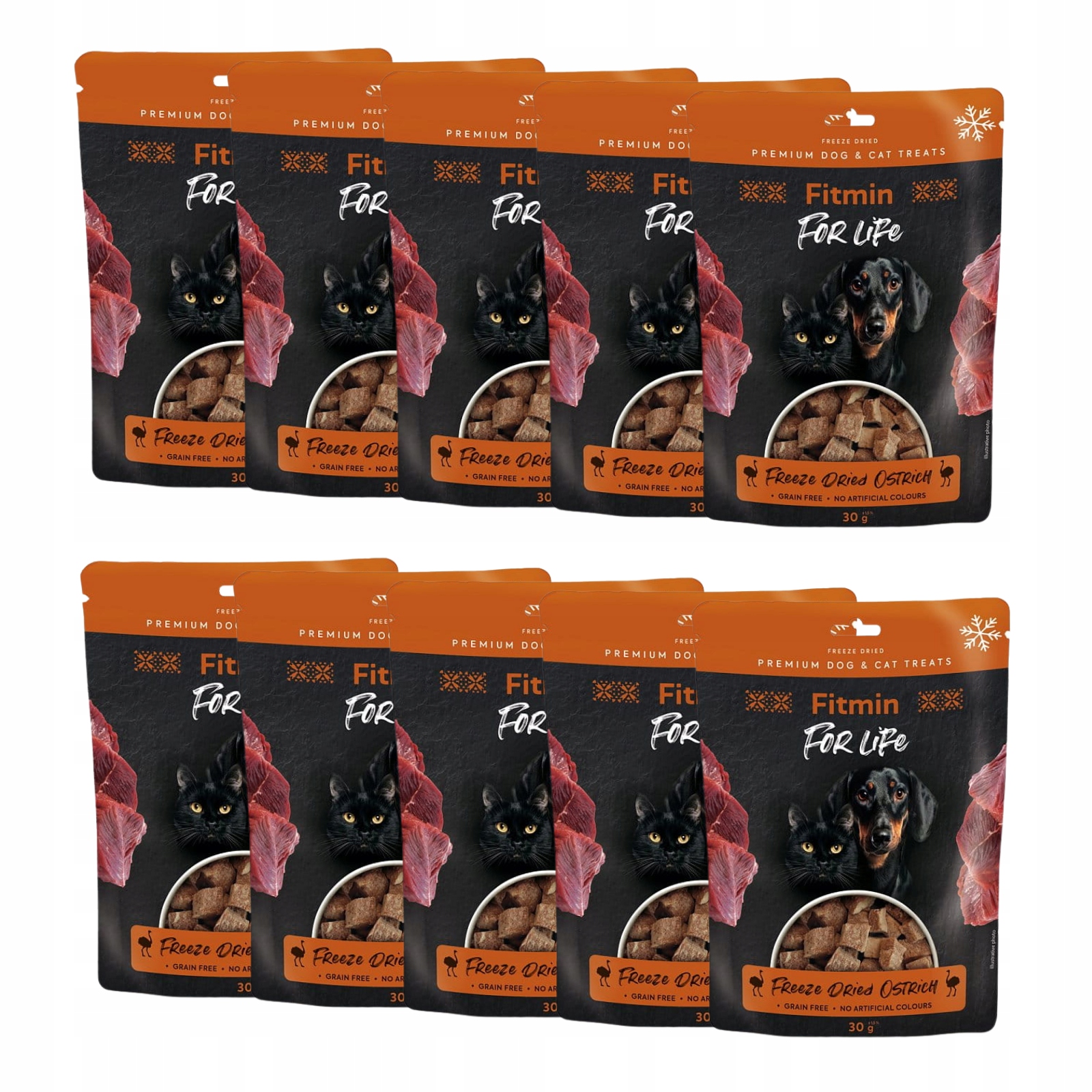 Fitmin Ffl dog&cat Přírodní psí pamlsek a kočku Pštros 10x30g Set