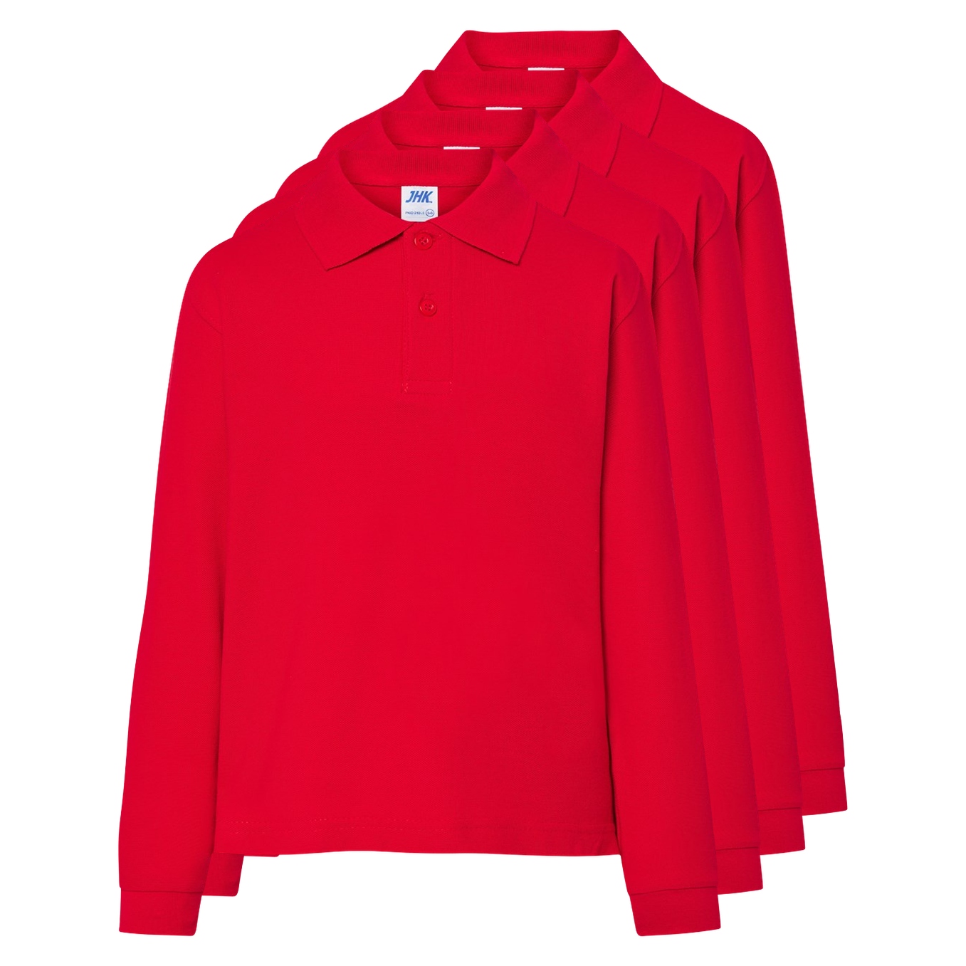 4x Koszulka Polo dziecięca z długim rękawem Jhk PKID-210 Ls 7-8 czerwona Rd