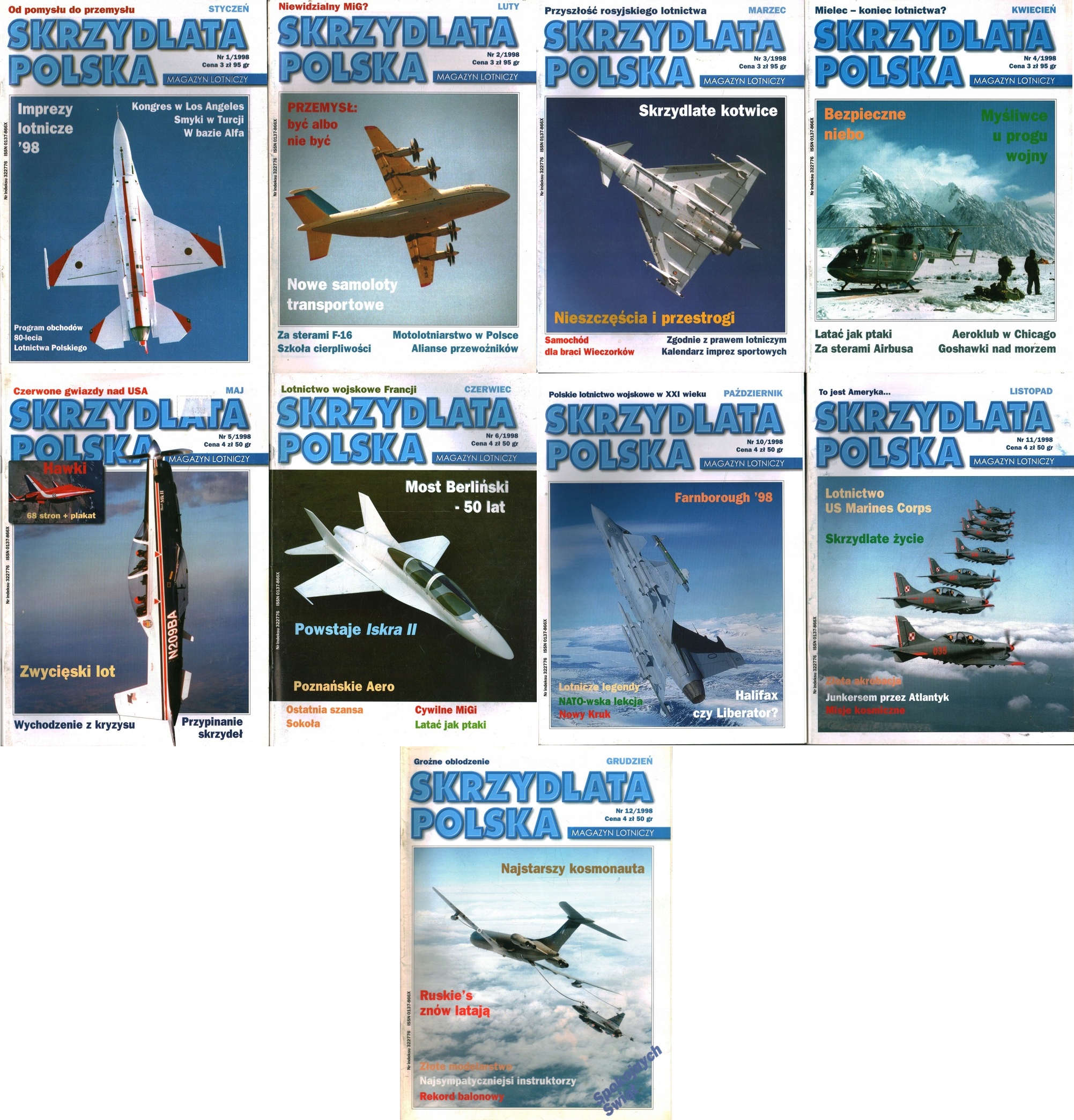 SKRZYDLATA POLSKA 1998 - 9 NUMERÓW - 1-6, 10-12