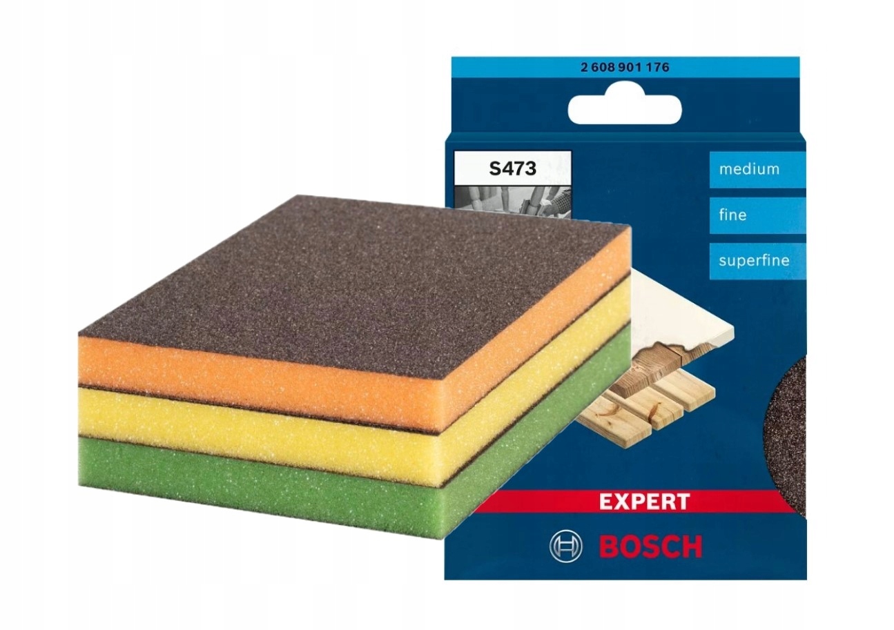 BOSCH GĄBKA SZLIFIERSKA ŚCIERNA ZESTAW PROFI 3 szt EXPERT S473