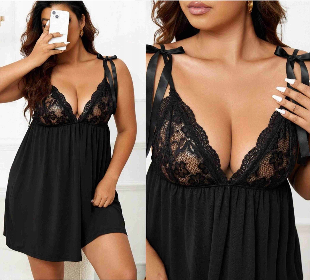 Tričko košile noční dámská s ramínky Plus Size (46-54) sexy 5XL 50