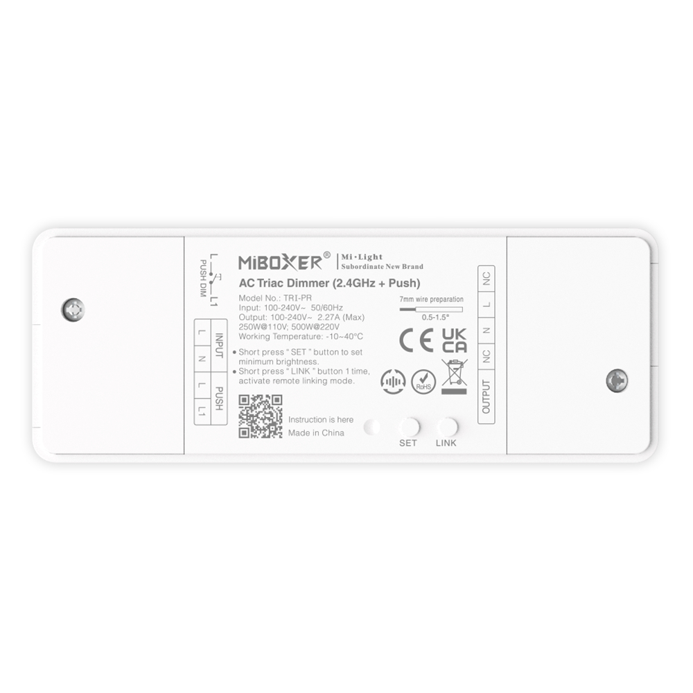 Dokončovací relé Tri-pr stmívač Triac 230V 500W (2.4GHz Push)