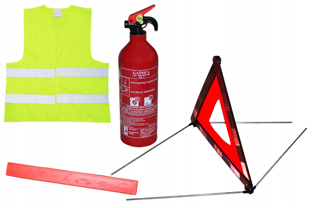 GAŚNICA 1kg rok 2024 TRÓJKĄT OSTRZEGAWCZY KAMIZELK