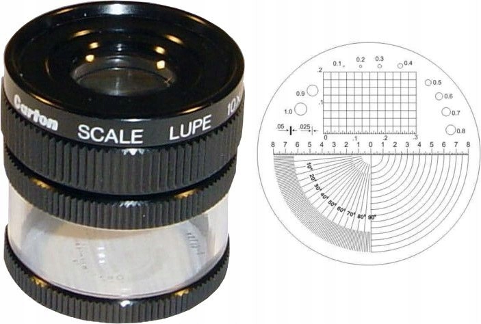 Lupa x10 z podziałką skala 0,1mm i regul. ostrości