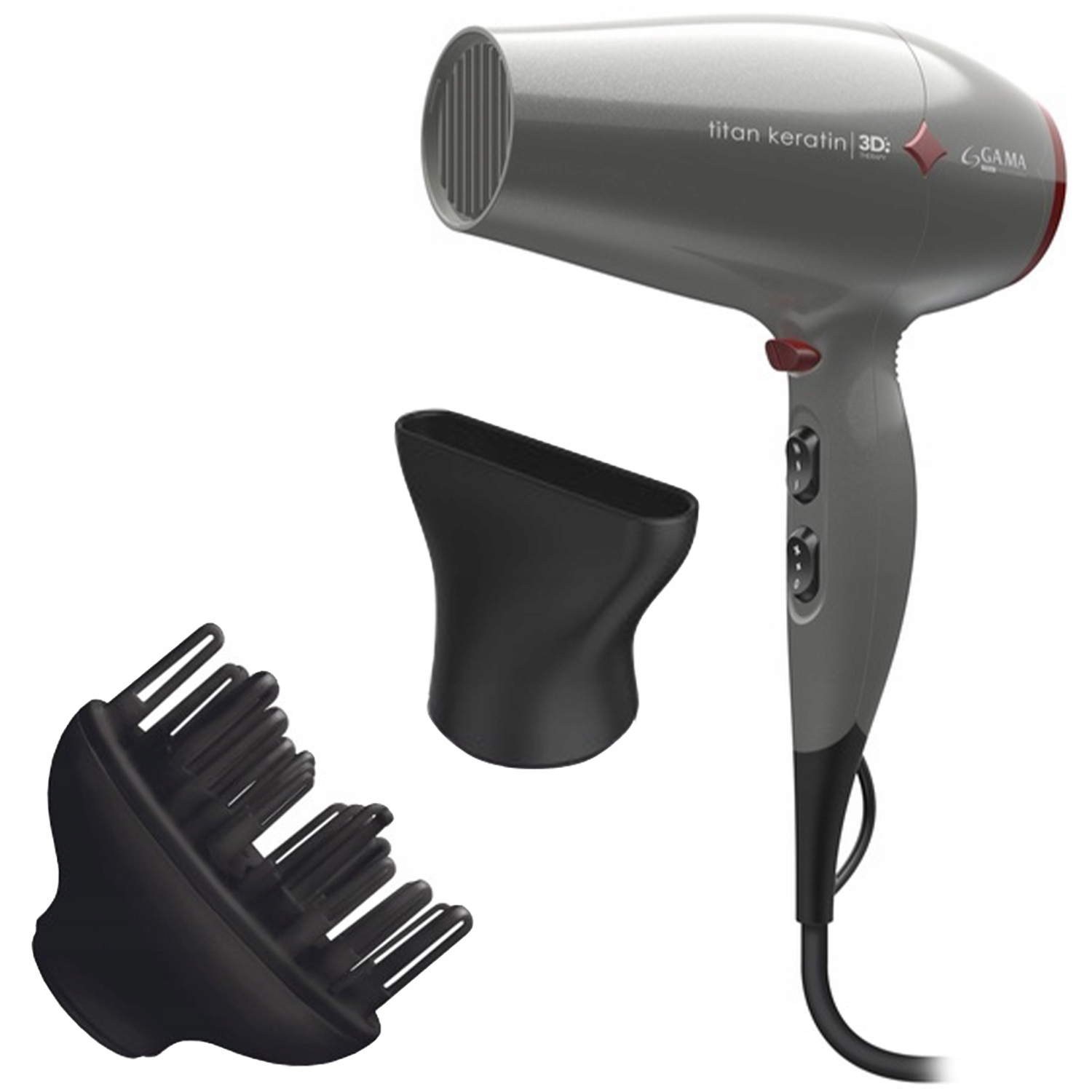 Suszarka Do Włosów Ga.ma GH0303 Titan Keratin Diamond 3D Jonizacja Szara