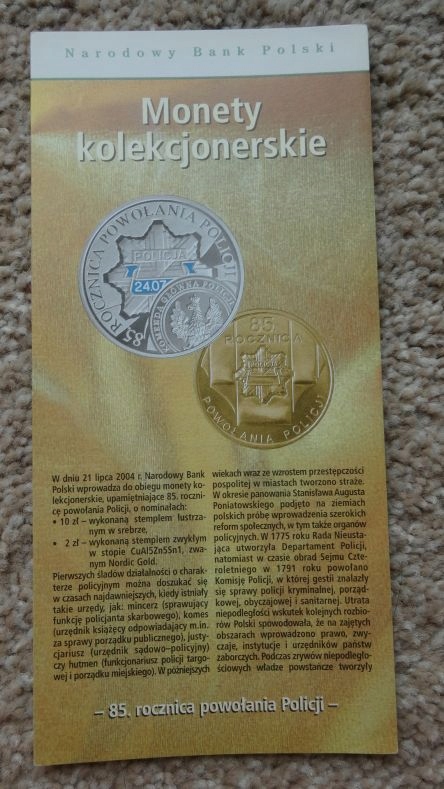 Folder 10 zł 2004,POLICJA PAŃSTWOWA,stan I