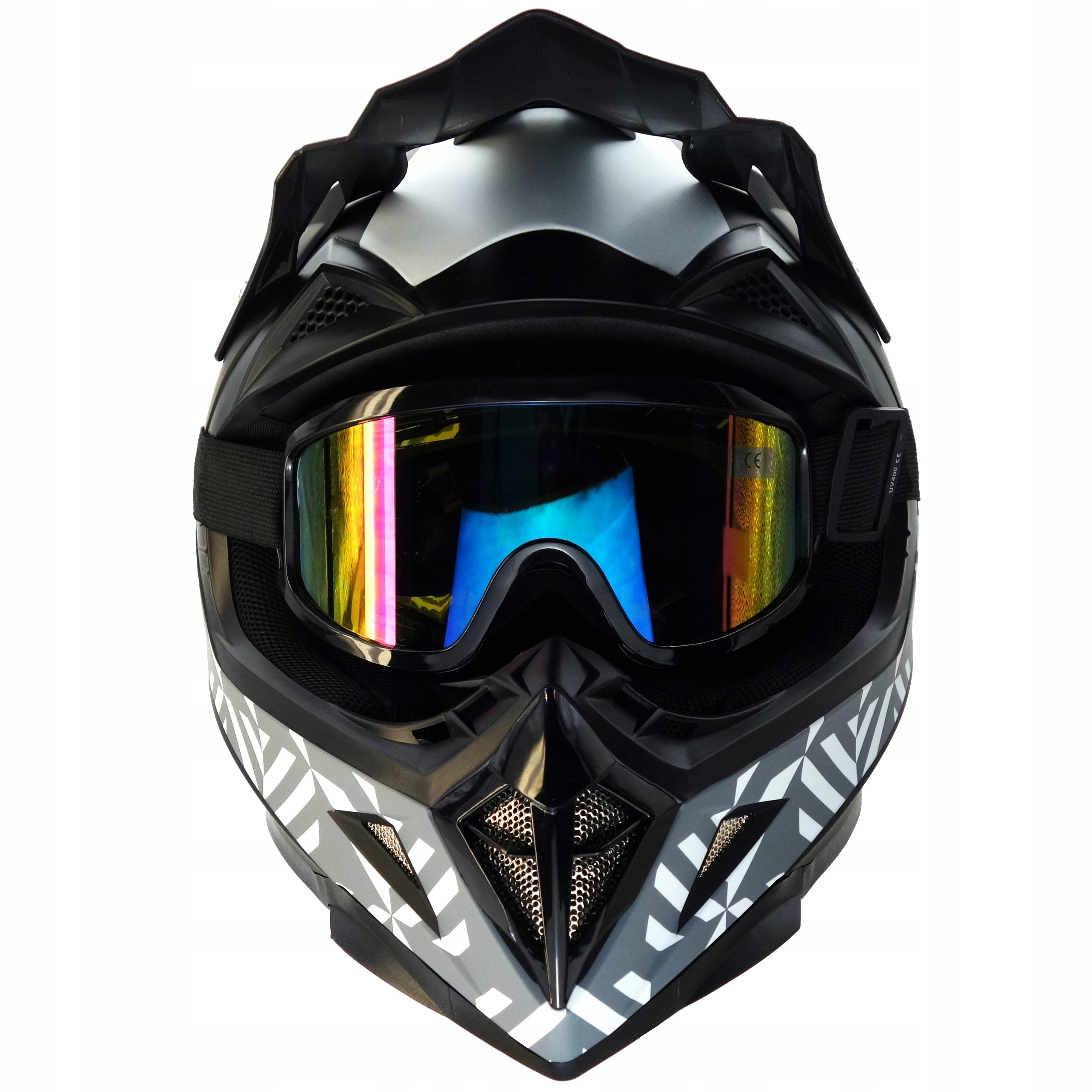 KASK MOTOCYKLOWY CROSS HORN 915 ENDURO QUAD POD INTERKOM ECE-06 + GOGLE S Rodzaj lakieru matowy