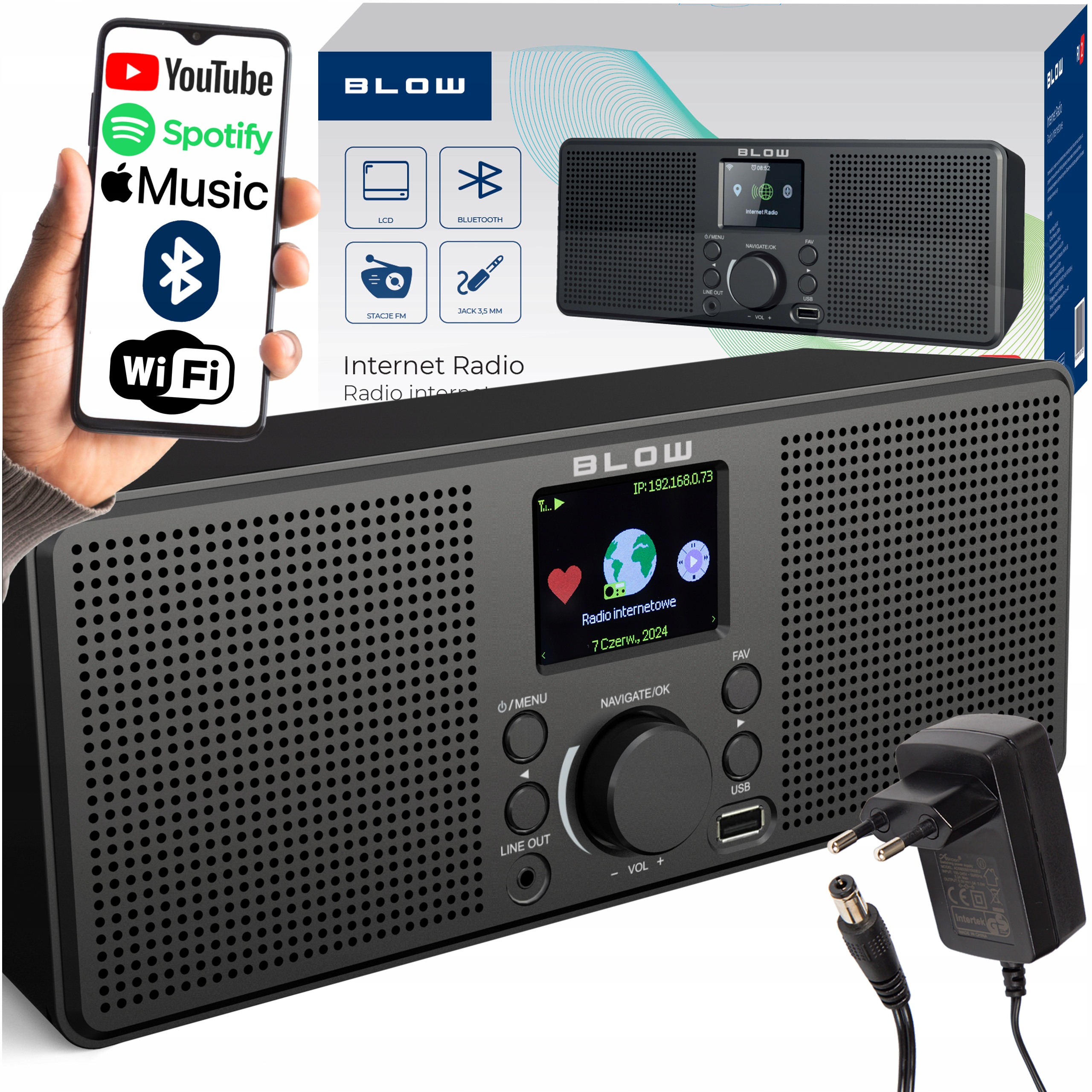 RADIO INTERNETOWE KUCHENNE SIECIOWE WiFi FM BLUETOOTH USB RDS ALARM