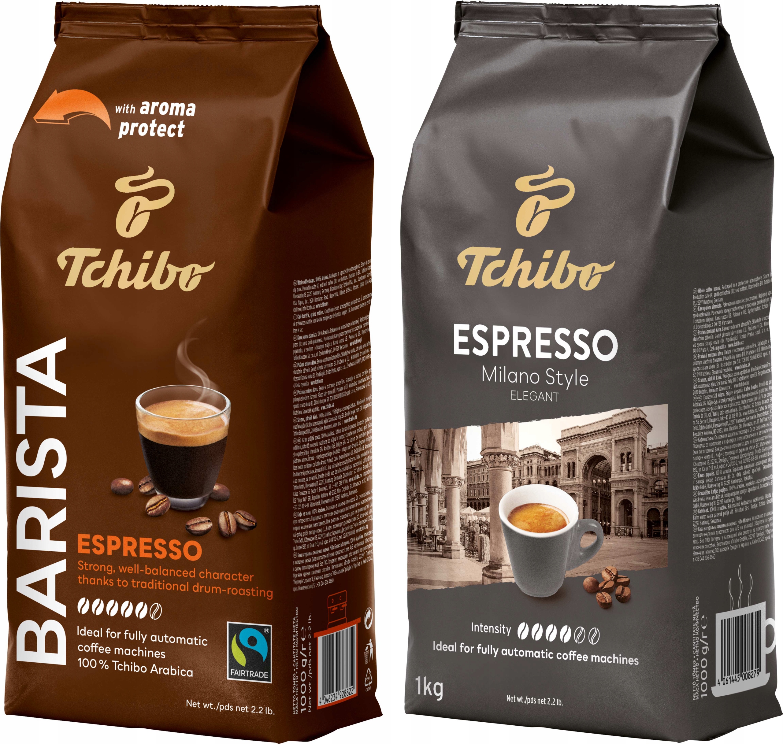 Káva zrnková Tchibo Barista Espresso a Espresso Milano Sada 2 x 1 Kg