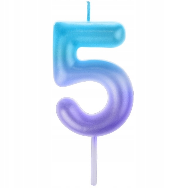 ŚWIECZKA CYFERKA CYFRA 5 OMBRE niebieska fioletowa Marka Arpex