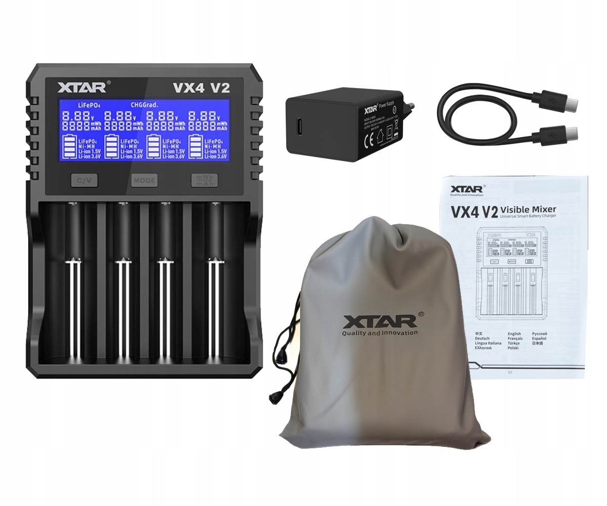Uniwersalna ładowarka Xtar VX4 V2 Set 18650/32650 Li-ION/ Ni-MH/ LI-FePO4