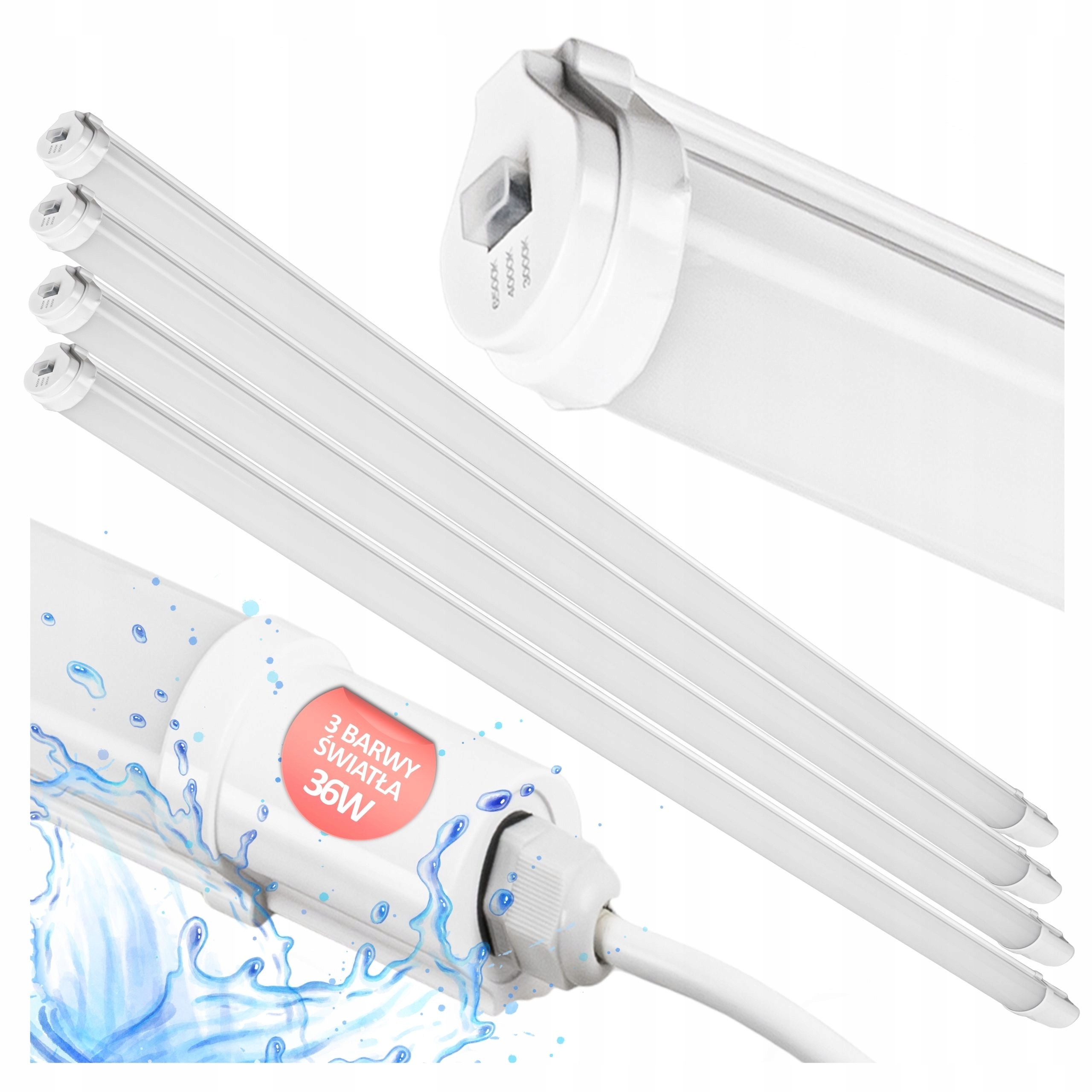 4x Led hermetické svítidlo 120 cm 3 barvy Stropní svítidlo do garáže IP65 36W