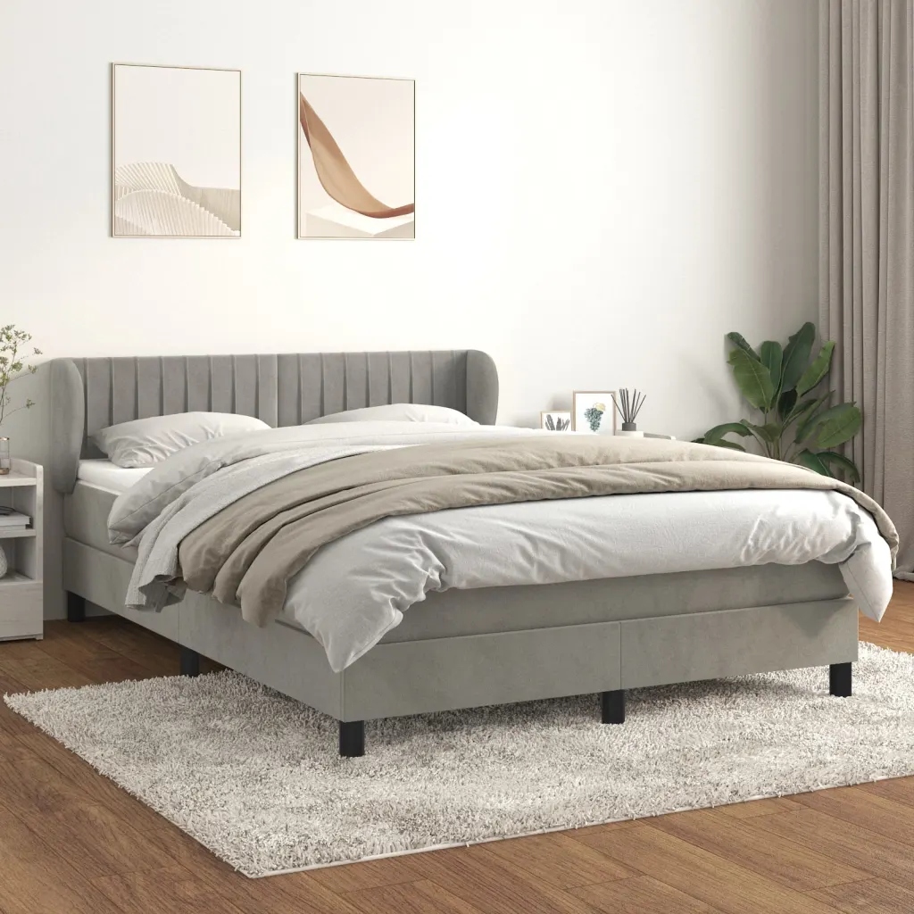 Box spring postel s matrací světle šedá 140x190 cm samet Šedá 3127607