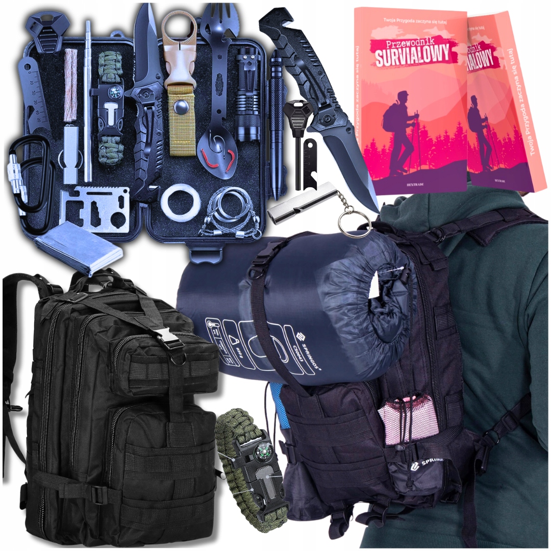 Dobry Duży Zestaw Survivalowy 32w1 Awaryjny Plecak Taktyczny 35L