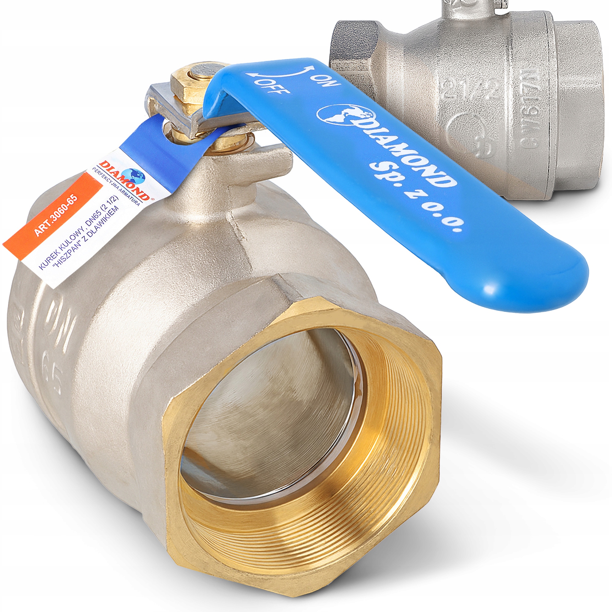 Guľový Ventil 2 1/2 Gw Kohútik Rukoväť 30 bar Mosadzná Voda Odolný Fu