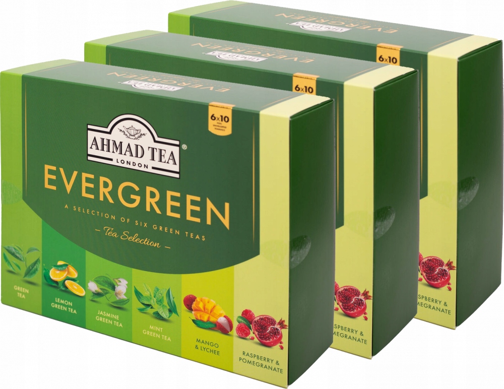 Zestaw herbat zielonych Evergreen Ahmad Tea 60 torebek x3