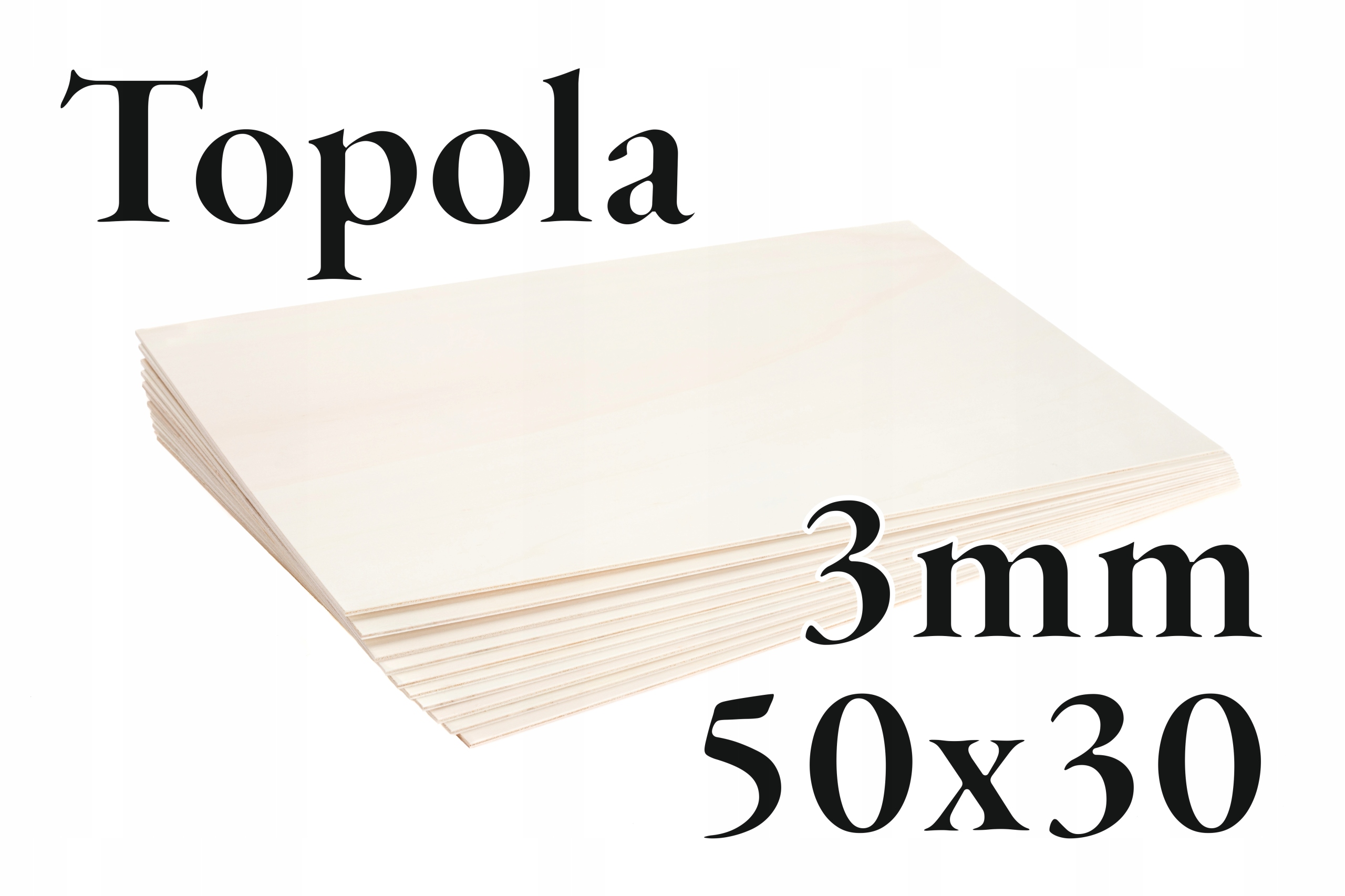 10 x Topolová překližka – Topol – 3 mm – 50 x 30 cm – Onlywood