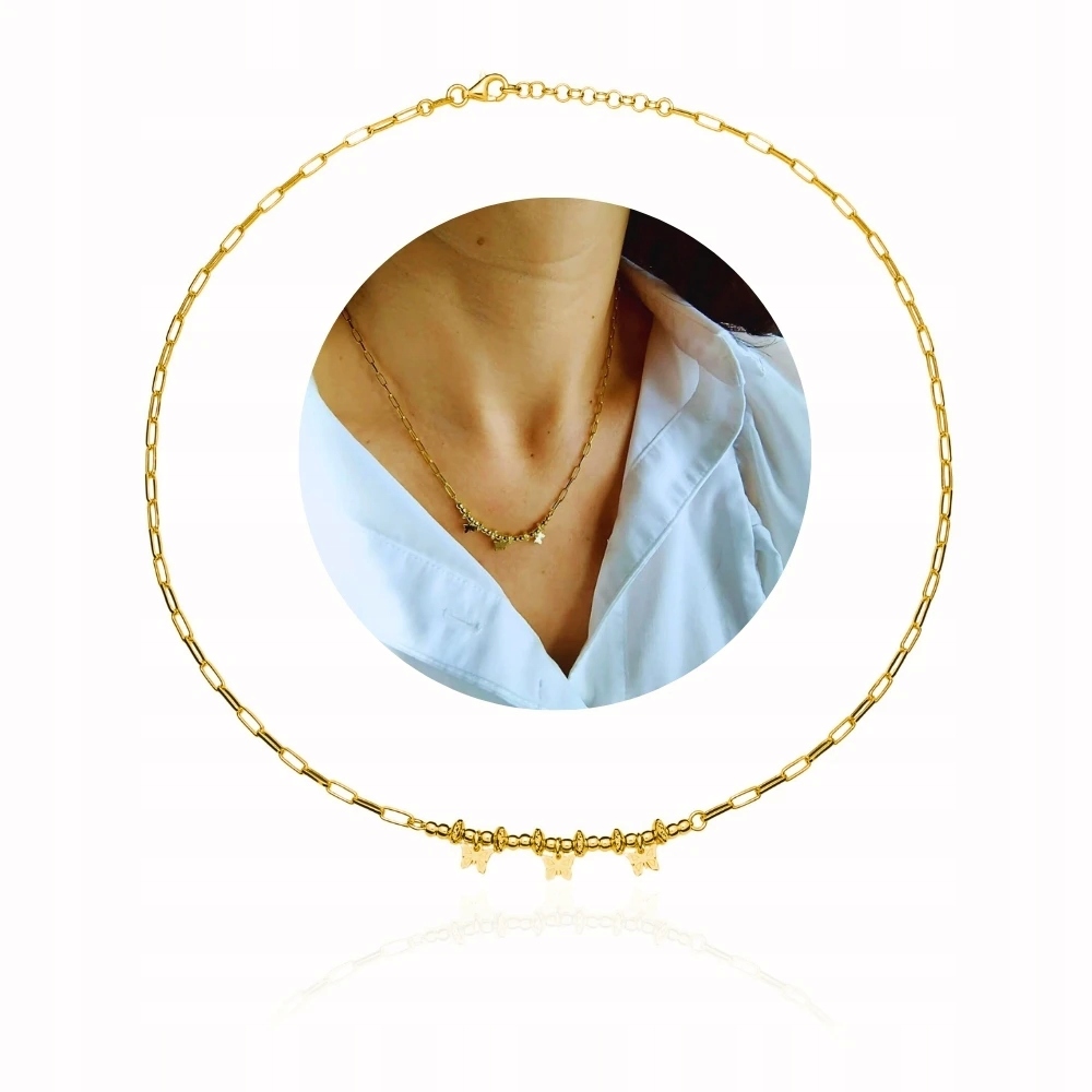 Stříbrný Řetízek Motýli Pozlacený 925 Elegantní 45 CM