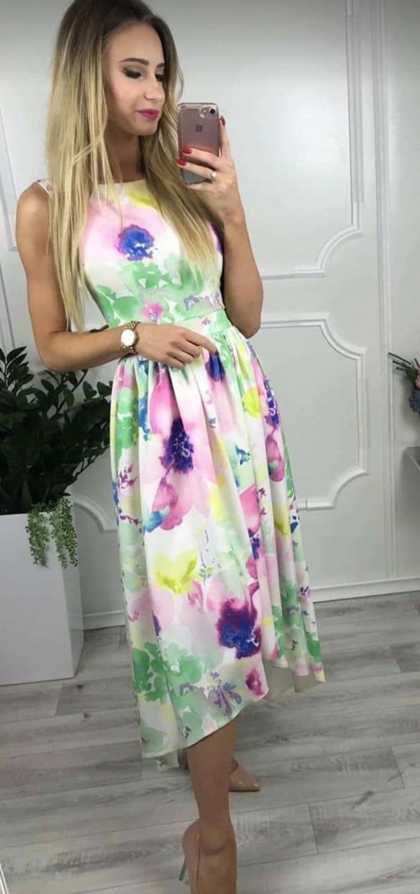 Šaty S.moriss Barva Ecru, zeleň, růžová vel. S